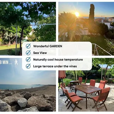 別荘 La Croix Lorette- 190m2, 10 Personnes Max, 65m2 De Terrasse, Barbecue, 200m2 De Jardin, Parking, Wifi, Vue Mer,10min A Pied De Galets アンティーブ
